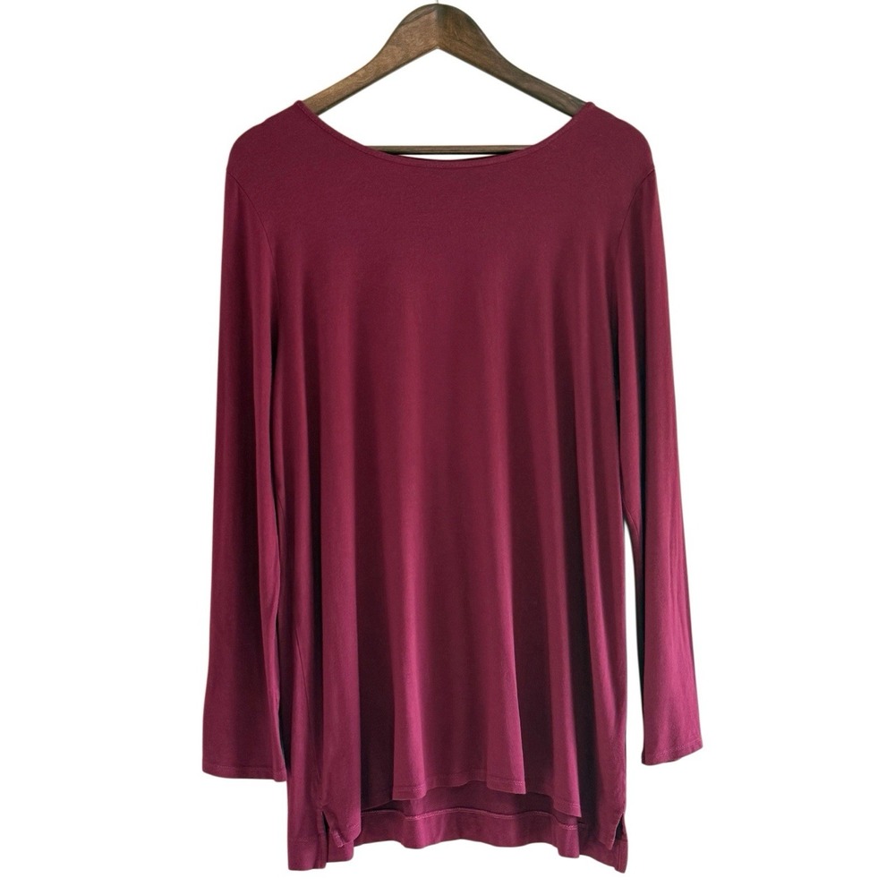 J Jill Wearever Collection Jersey Knit Tunic Top Scoop Neck Relaxed Stretch Lg - Picture 1 of 14